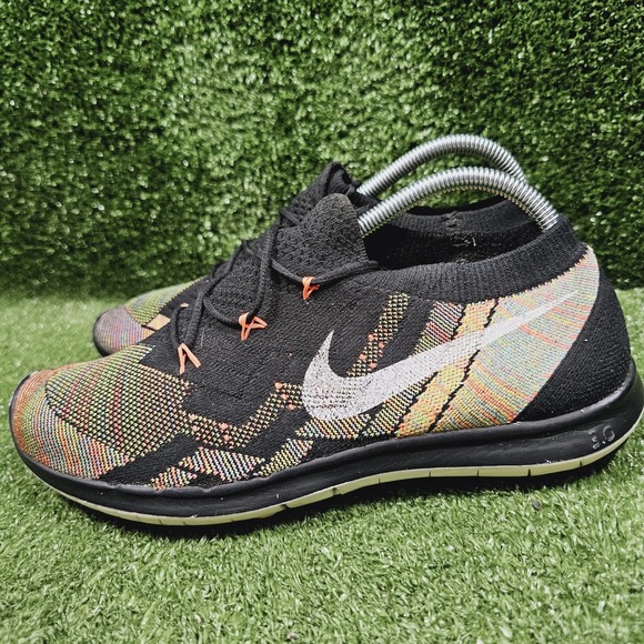 Nike Free 3.0 Flyknit Multi-Color Athletic Barefoot Sneakers 718418-011 Mens 8.5 - Picture 4 of 12